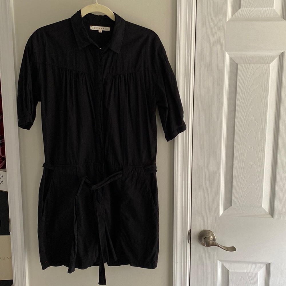 Xirena black cotton shorts jumpsuit romper